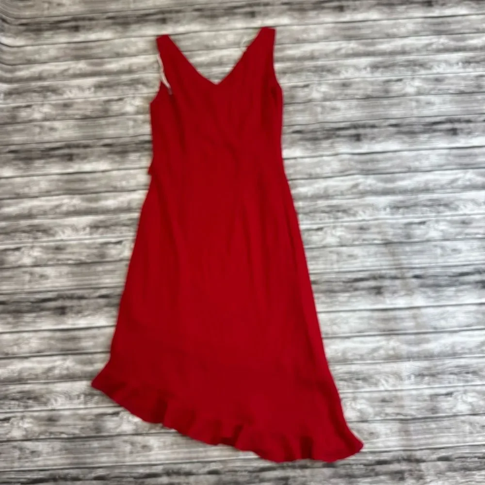 VTG 90s Breakin Loose Women's Red Faux Wrap Dress Mini Ruffle 9/10 - Picture 13 of 13